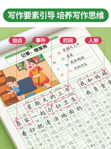 看图写话一年级二年级字帖上册下册练字帖小学生专用练字每日一练专项训练同步语文人教版范文大全练习硬笔书法练字本幼小衔接作文-图2