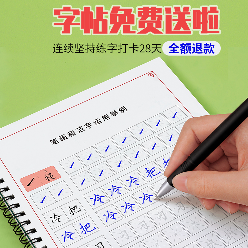 控笔训练字帖小学生一年级练习本硬笔书法初学者幼儿园儿童楷书练字本贴每日一练笔画笔顺入门套装学前班正楷成年手写神器速成21天 - 图3