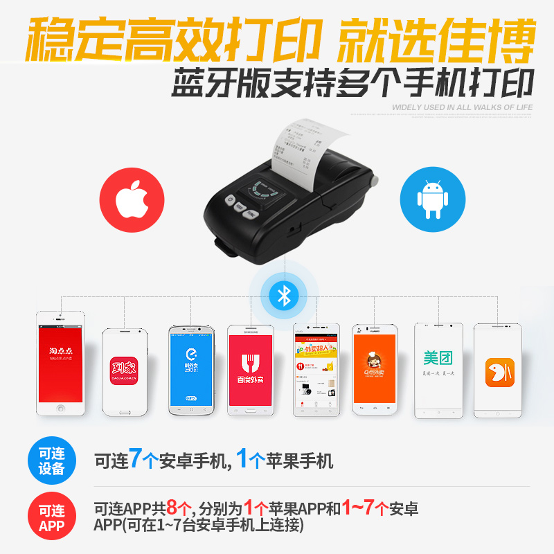 佳博PT260便携式票据打印机58mm手持蓝牙热敏小票机超市收银奶茶服装百度过磅单菜单厨房外卖订单餐饮出单机,淘宝优惠券,粉丝福利购,淘宝优惠卷
