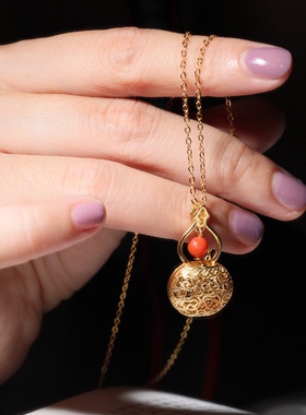 长久南方南方纯银饰品手工掐丝女款民族风香囊嘎乌盒轻奢项链吊坠