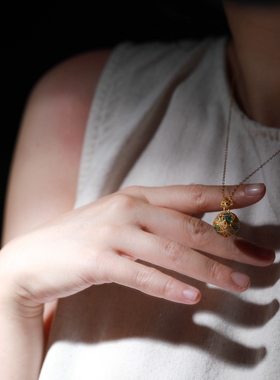 纯银复古民族风项链锁骨链吊坠