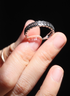 家财万贯纯银复古民族风开口戒指