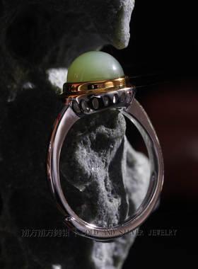 纯银轻奢百搭猫眼碧玉戒指