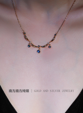 蓝宝石水滴轻奢女款项链锁骨链