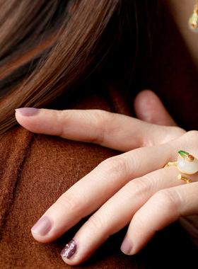 高洁纯银古法金宫廷女开口戒指