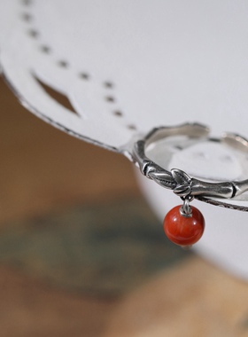 南红玛瑙民族风竹报平安戒指