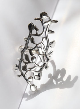 枝蔓泰银女款网红抖音夸张戒指环