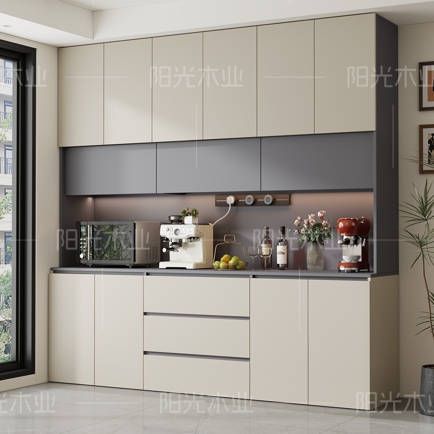 餐边柜实木可定制ENF级酒柜靠墙一体储物柜客厅茶水柜置物收纳柜,淘宝优惠券,粉丝福利购,淘宝优惠卷