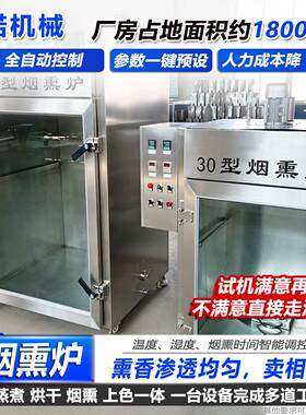供应全自动预制菜腊烟熏炉 大容量不锈钢熏鸡熏鱼肉食烟熏炉