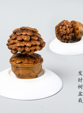 天然枣木金钱龟木雕摆件
