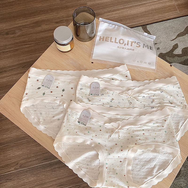 复古满印大码孕妇内裤棉质柔软轻薄孕中晚期低腰托腹抗菌裆内裤女