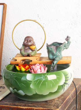 圆形一体装饰品套装增氧造景摆件