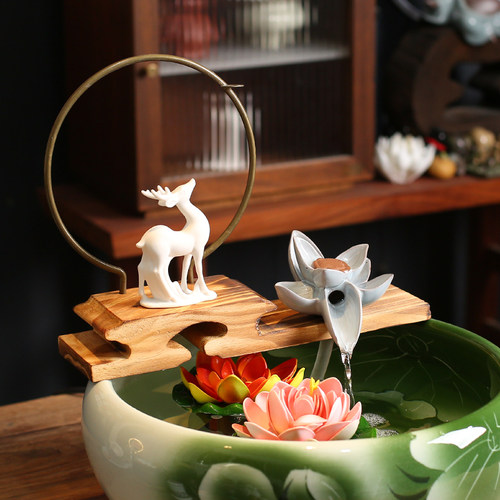 鱼缸水循环流水配件一体装饰品套装增氧造景摆件圆形家用古法养鱼 - 图0