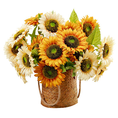向日葵仿真花束摆设干花瓶客厅大号落地假花装饰品餐桌插花艺摆件 虎窝淘