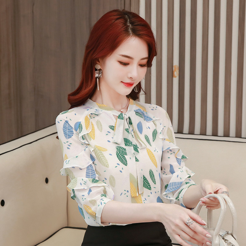 碎花雪纺2020春夏新款很仙的衬衫 范姆度蕾丝衫/雪纺衫