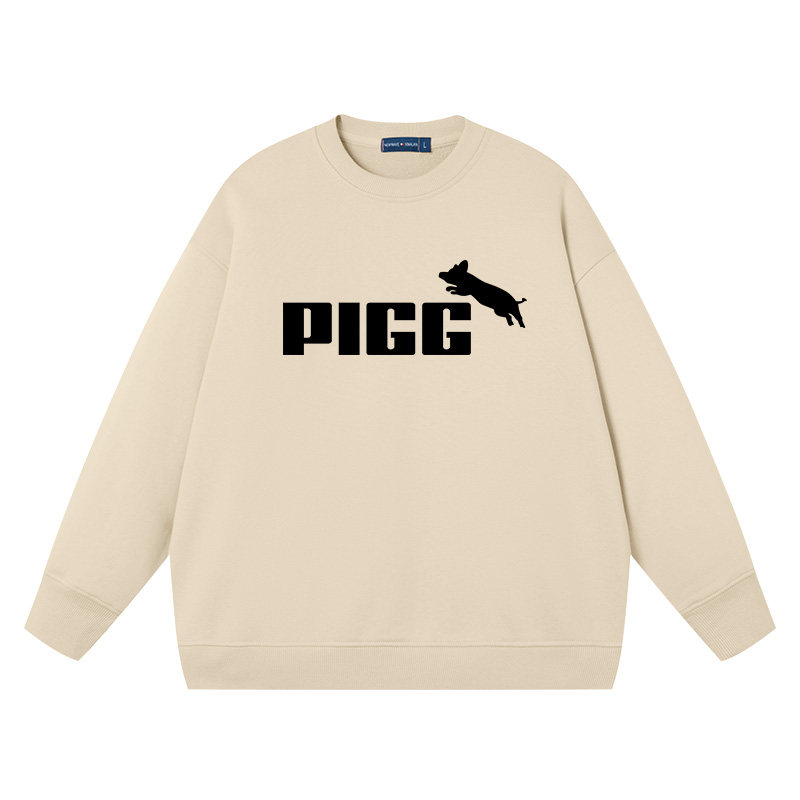 pigg恶搞彪猪佩奇衣服圆领宽松纯棉长袖卫衣男潮牌打底衫休闲装,淘宝优惠券,粉丝福利购,淘宝优惠卷
