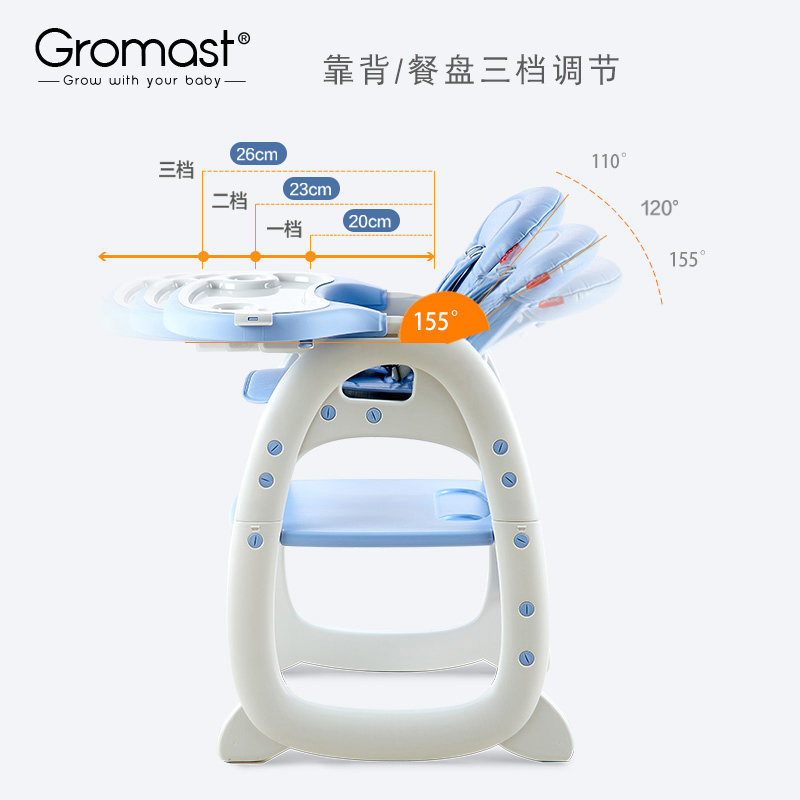 Gromast宝宝餐椅家用吃饭椅子婴儿座椅多功能餐桌椅儿童餐椅QQ椅