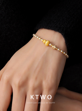 2026新款小金葫芦珍珠手链女小众轻奢k金色磨砂设计时尚高级腕饰
