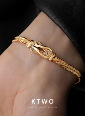 欧式复古蛇骨链手链女小众玫瑰金打结设计轻奢金属感新款百搭腕饰