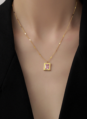 几何彩钻设计k金色秋冬毛衣项链
