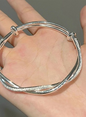 推拉莫比乌斯手镯环爱交织手镯扭纹推拉间感手镯女麻花新款