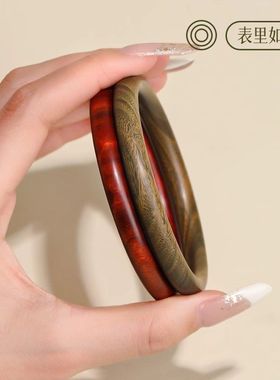 涛沉水级黑檀木手镯简约绿檀黑檀红檀手环檀香素圈文玩老檀木镯子