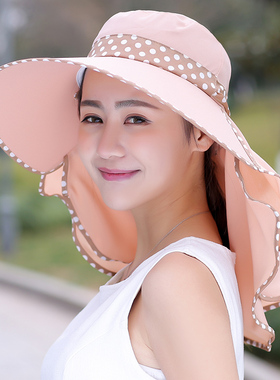 女士夏天遮脸防晒户外骑车帽子