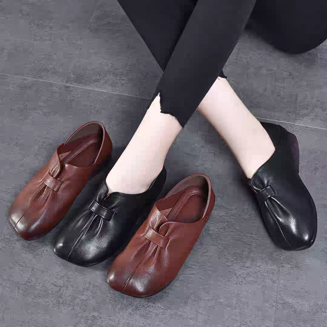 春季文艺复古风真皮女单鞋中老年妈妈鞋软底皮鞋舒适防滑平底女鞋,淘宝优惠券,粉丝福利购,淘宝优惠卷