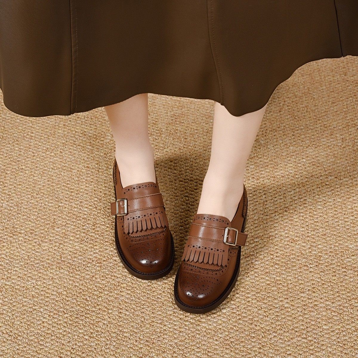 复古小皮鞋女2026春季新款真皮流苏平底百搭乐福鞋欧货一脚蹬单鞋,淘宝优惠券,粉丝福利购,淘宝优惠卷