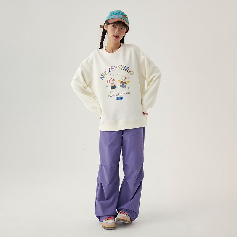 Princess Nono S1N junior high school student college style round neck sweatshirt for women spring new youth Korean style pullover top