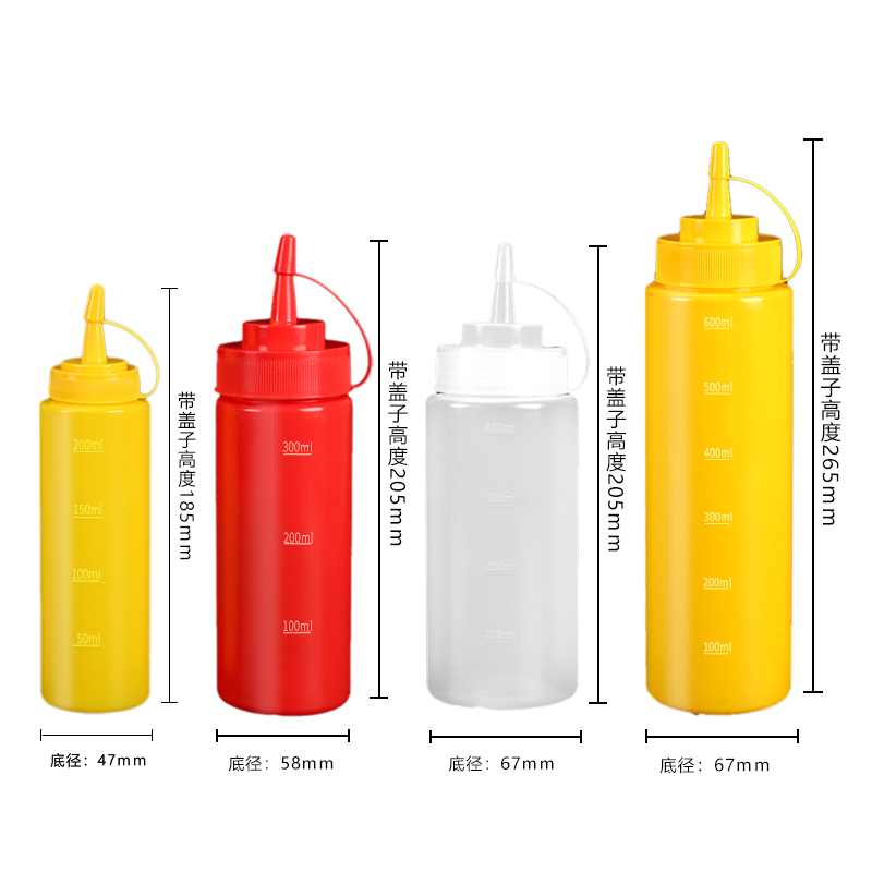 挤酱瓶商家用食品级番茄沙拉塑料尖嘴挤压式挤壶油壶酱汁料调料瓶-图3