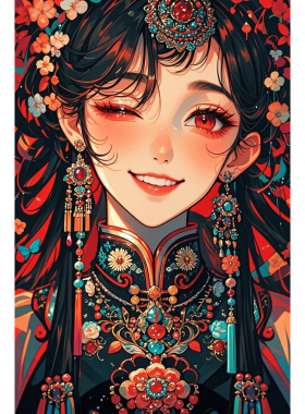 钻石画diy二次元花旦数字拼图粘贴点钻画手工家居装饰画