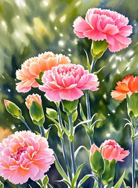钻石画diy鲜花康乃馨数字拼图粘贴点钻画手工家居装饰画
