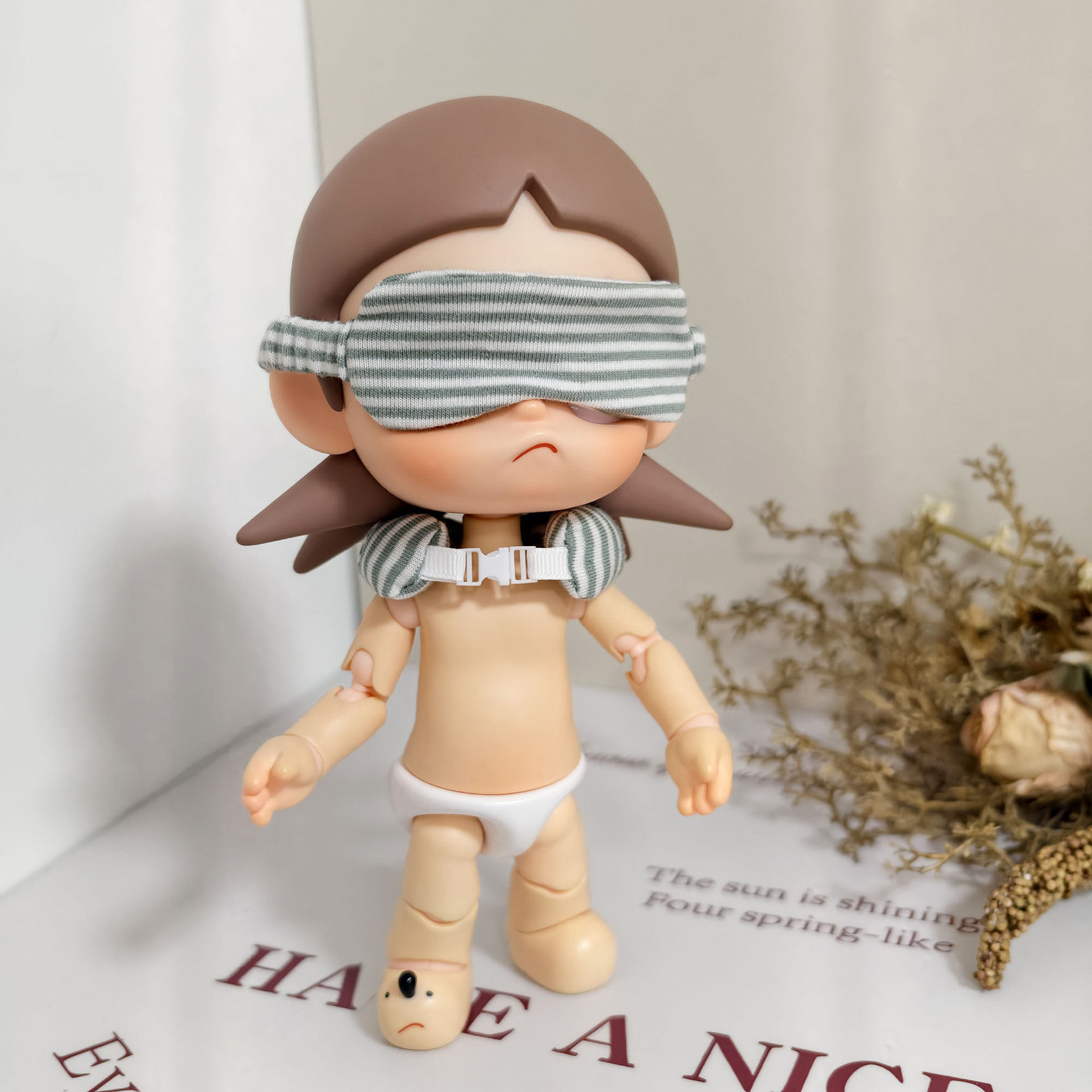 Zsiga向往之处BJD娃衣条纹颈枕眼罩套装关节娃娃嘎子姐衣服帽子新,淘宝优惠券,粉丝福利购,淘宝优惠卷