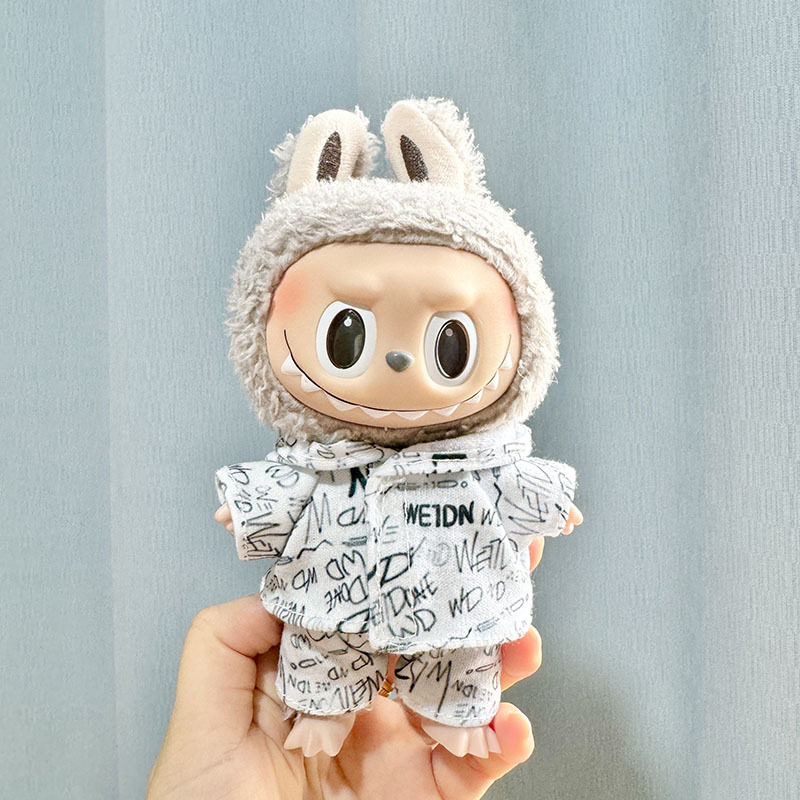 仅衣服] 17cm拉布布着替挂件labubu钥匙扣娃衣型男炸街卫衣潮牌装,淘宝优惠券,粉丝福利购,淘宝优惠卷