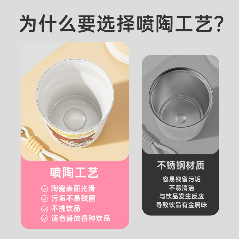 疯狂动物城咖啡保温杯女高颜值陶瓷覆层内胆外出携带随行吸管水杯 - 图2