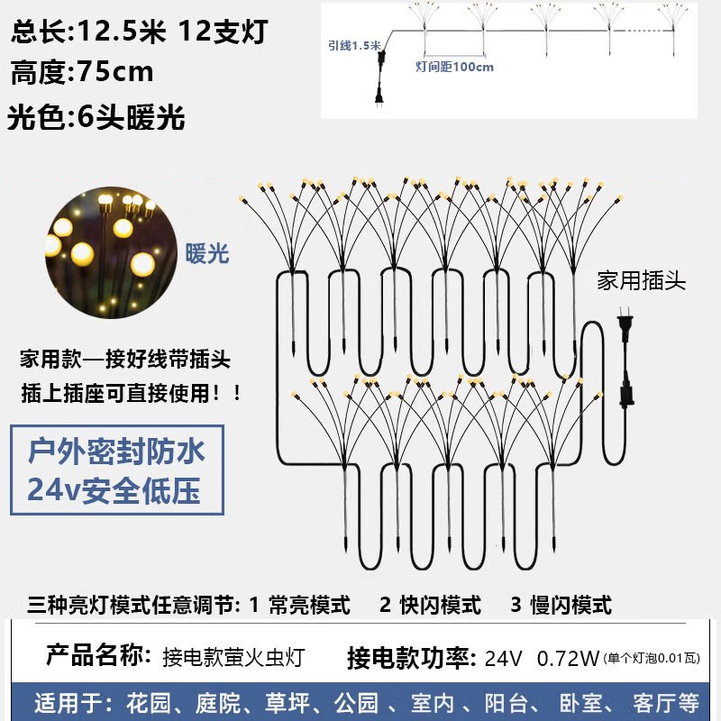 接电户外庭院灯草坪地插灯景观灯亮化萤火虫圆球灯防水花箱装饰灯 - 图3