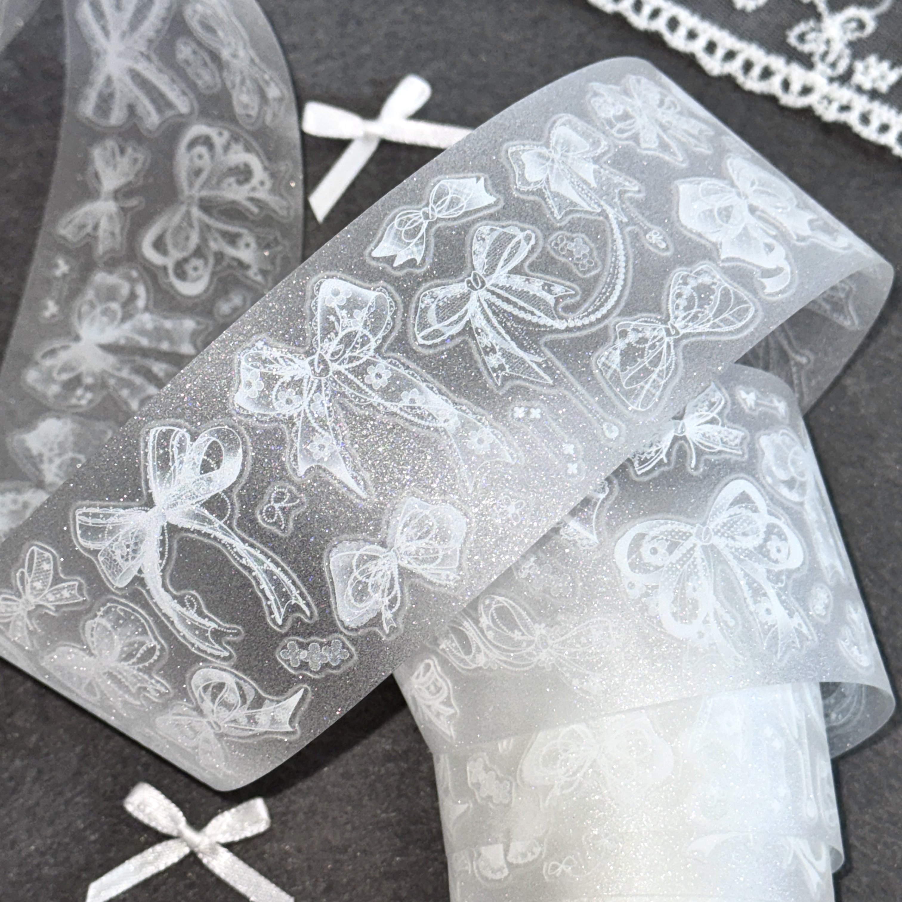 【甜梨集】【蕾丝系列】【现货】第二弹蝴蝶结蕾丝拉条贴纸卷切膜,淘宝优惠券,粉丝福利购,淘宝优惠卷