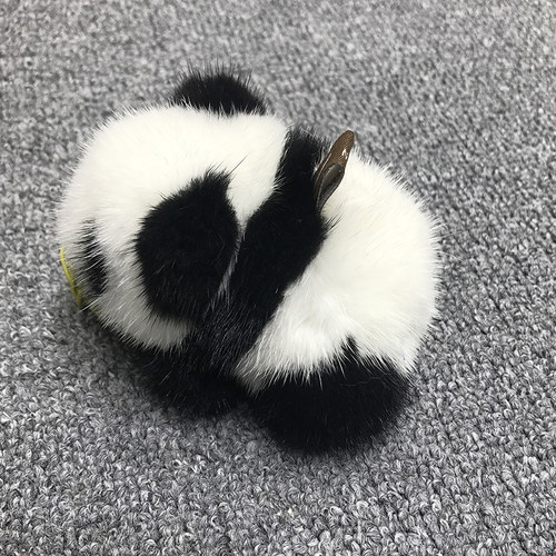 超萌水貂毛小熊猫皮草挂件装死挂饰兔包包可爱兔子饰品汽车钥匙扣 - 图2