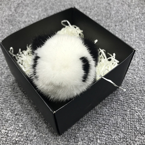 超萌水貂毛小熊猫皮草挂件装死挂饰兔包包可爱兔子饰品汽车钥匙扣 - 图0