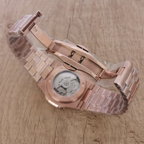 无logo男士机械手表41MM玫金色鹦鹉螺款式蓝宝石玻璃搭载NH35机芯 - 图2