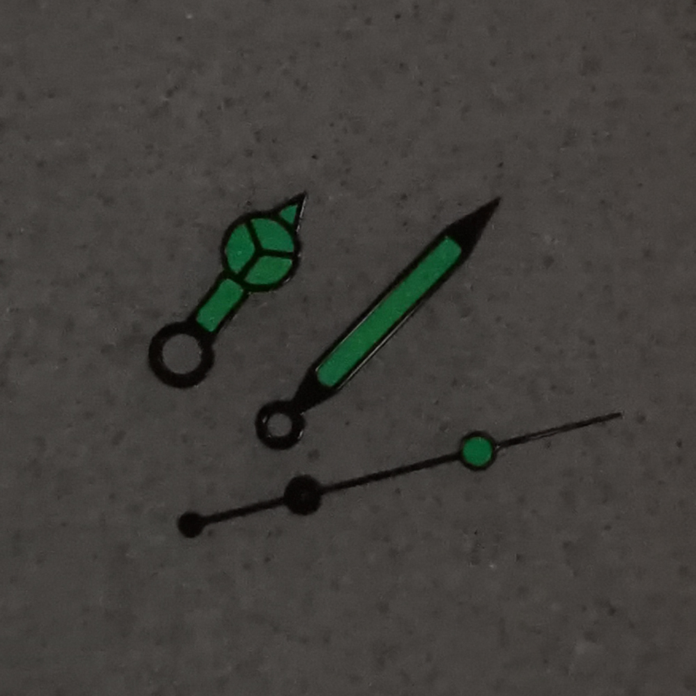 改装手表配件指针 全黑奔驰表针微弱绿夜光适合NH35/36/4R/7S机芯 - 图1