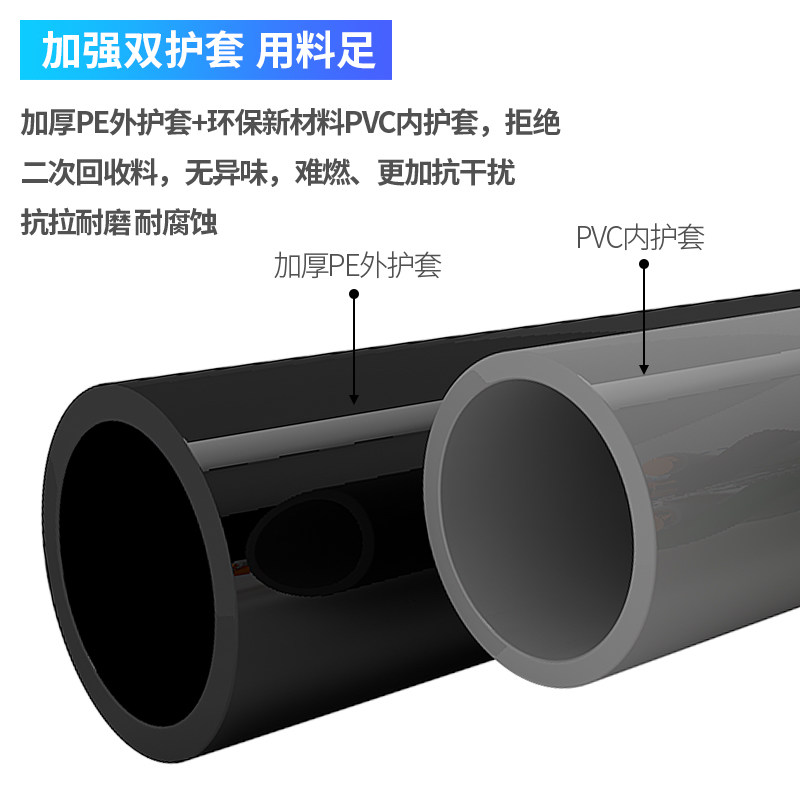 室外六类千兆网线超六类户外防水双屏蔽纯铜6类高速家用工程300米_虎窝淘