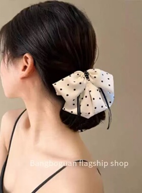韩版时尚波点蝴蝶结高马尾夹女