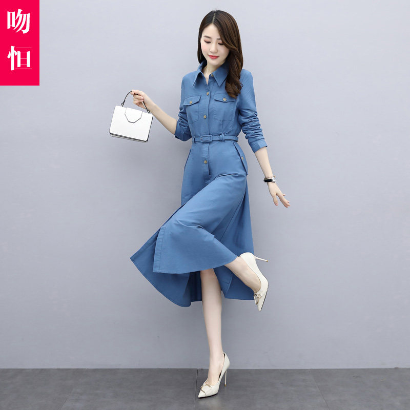 秋装2020年新款洋气减龄连衣裙衬衫 吻恒连衣裙