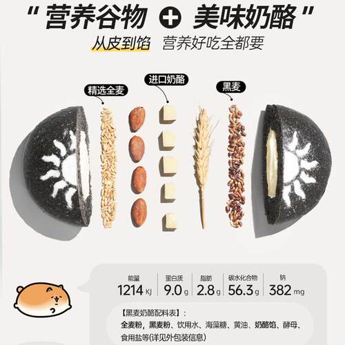 全麦奶酪软欧包整箱早餐营养低减代餐饱腹0零食品脂黑麦夹心面包 - 图2
