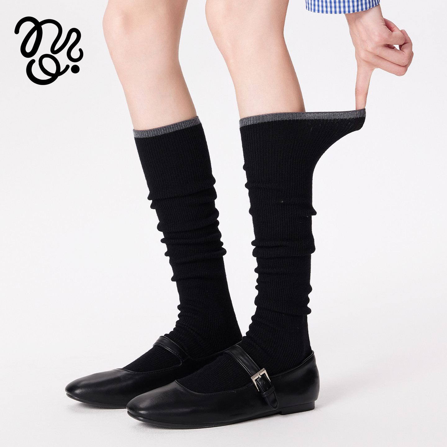 秋冬灰色长筒袜羊毛显瘦小腿袜条纹长袜撞色袜子女款搭配小皮鞋,淘宝优惠券,粉丝福利购,淘宝优惠卷