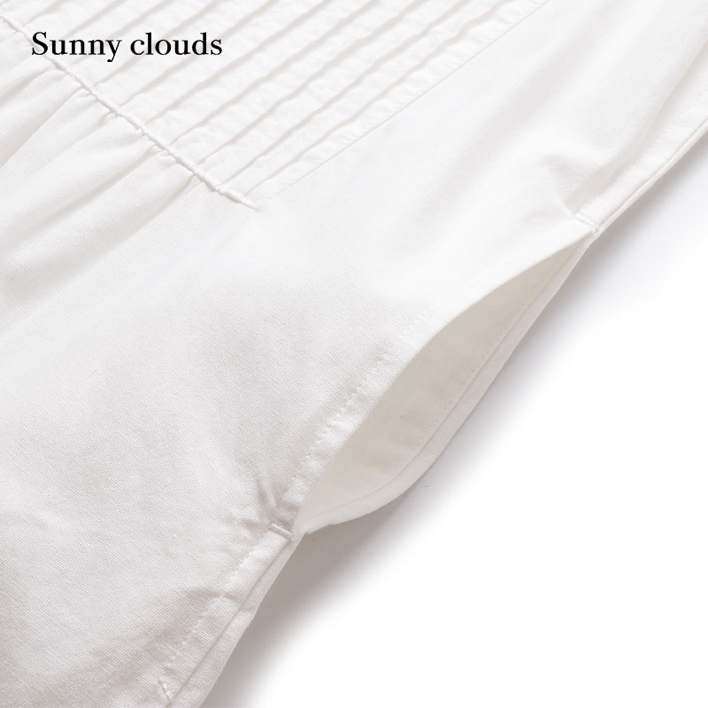 桑妮库拉/Sunny clouds 女式纯棉白色魔女风琴褶连衣裙 - 图3