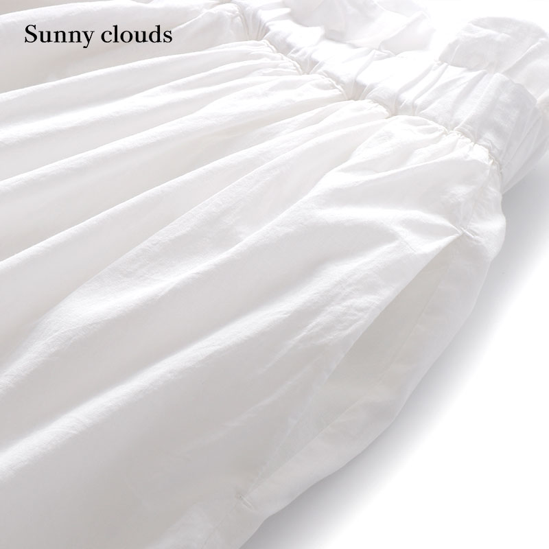 桑妮库拉/Sunny clouds 女式纯棉打褶半身裙（白） - 图2