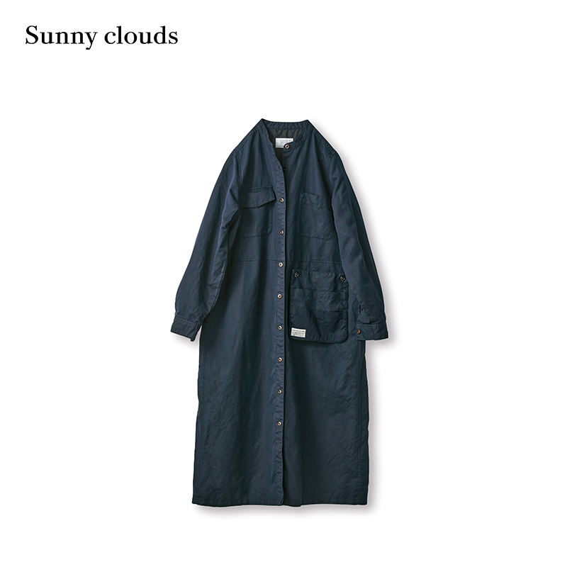 春季新品 桑妮库拉/Sunny clouds藏蓝棉麻山系可拆卸衬衫裙工装裙 - 图0